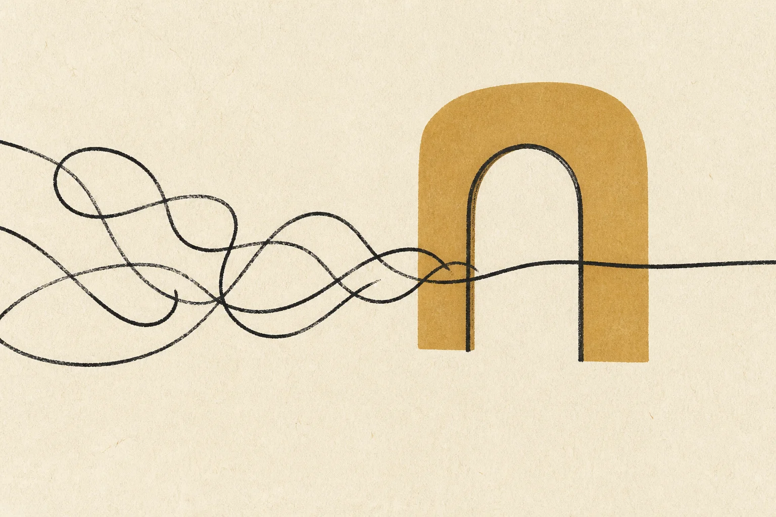 Loose lines resolving through an archway